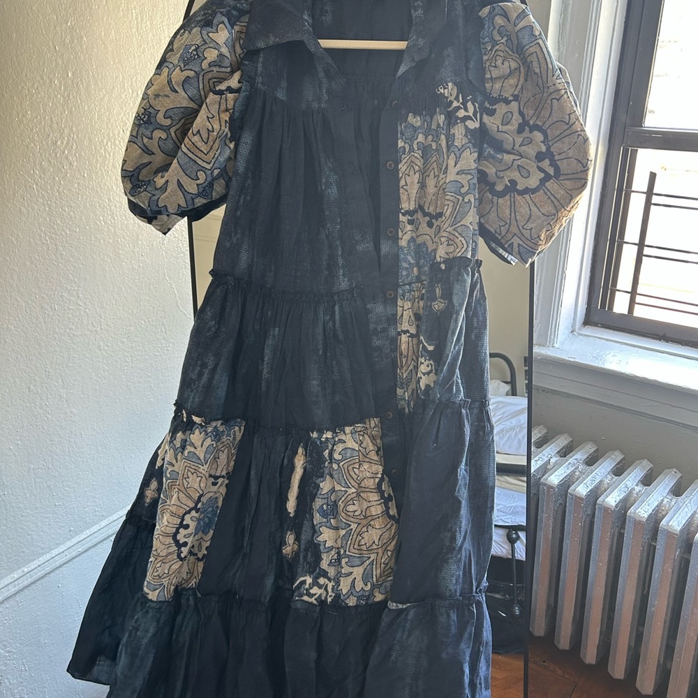 Anthropologie patch work navy dress